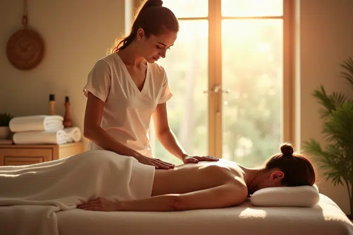 espace-spa-dtente Salle de spa paisible avec massage relaxant et décor apaisant