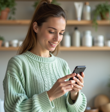 Cosmétiques : Yuka, fiabilité et transparence pour choisir les meilleurs produits ! Femme utilisant l'application Yuka pour scanner un produit de soin