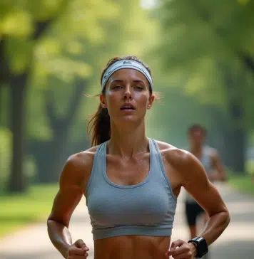 Sports déshydratants : quels sont ceux qui vous font le plus transpirer ? Femme sportive en pleine course dans un parc urbain