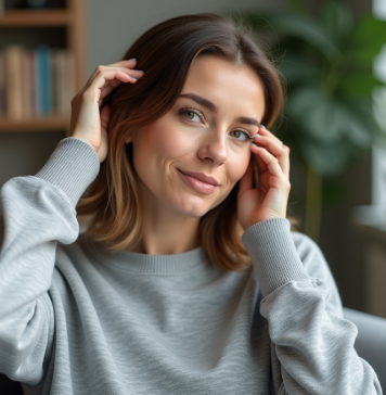 Massage du cuir chevelu : Quelle méthode est la plus efficace pour vos cheveux ? Femme se massant le cuir chevelu dans un salon lumineux