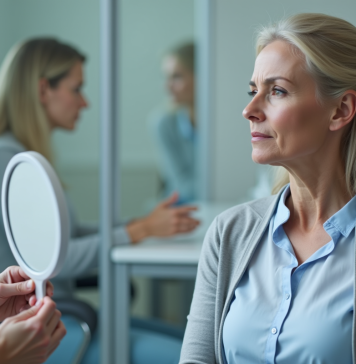 Lifting : Comment éviter les risques d’un lifting raté ? Femme réfléchissant à ses soins du visage dans un cabinet médical
