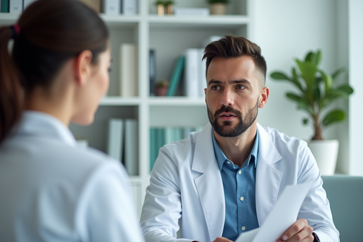 Chirurgien esthétique expliquant des procédures à une patiente