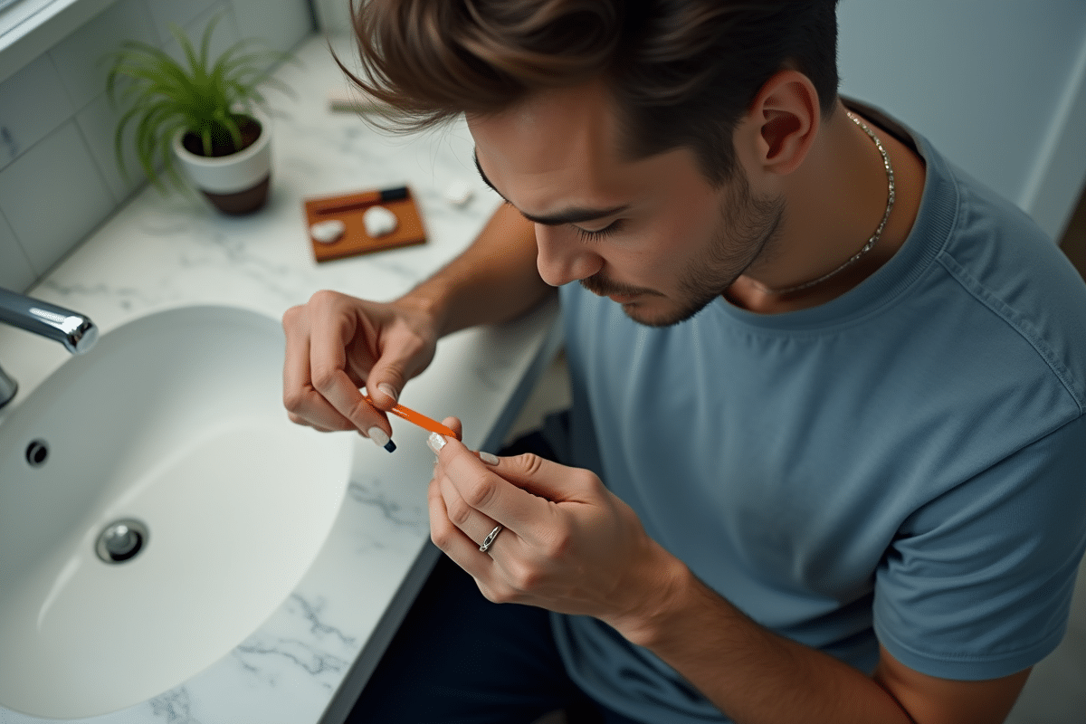 Homme retirant du vernis d