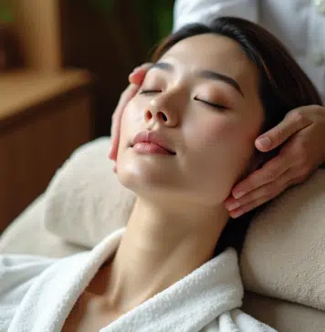 Femme asiatique recevant un massage kobido dans un spa