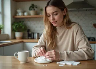 Dissolvant vernis gel : comment retirer efficacement son vernis gel ? Femme appliquant des cotons démaquillants sur ses ongles